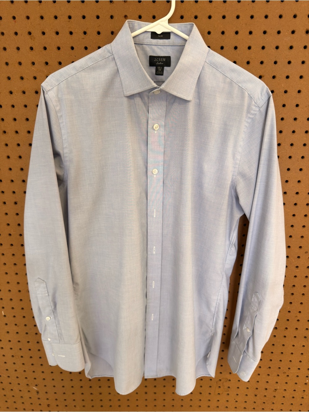 J.Crew Ludlow Slim Fit Dress Shirt Light Blue End on End Spread Collar 15.5 33